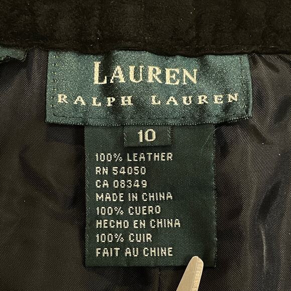 Ralph Lauren Suede Pants 10 | Black Genuine Leather, Premium Hardware, Vintage - Picture 5 of 11